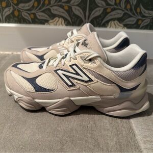 New Balance 9060 Cream and Navy Chunky Runner